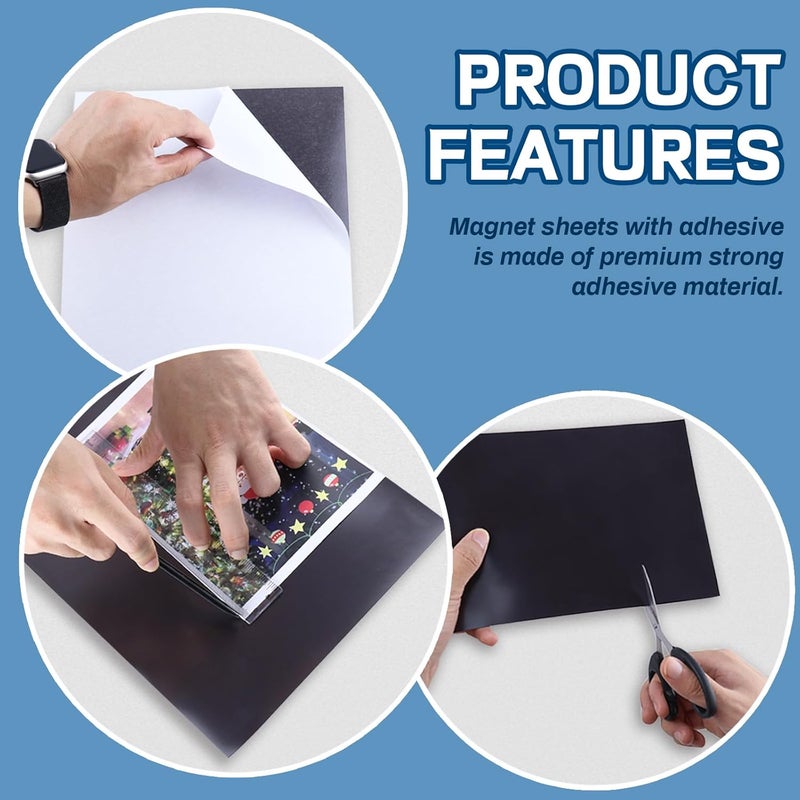 TZSTARJIMAG Magnetic Sheets with Adhesive Backing,8.5" x 11"(Pack of 16),30 mil Thick Cuttable Flexible Magnet Sheets for DIY Crafts,Photos and Stickers,Magnetic Paper with Strong Self Adhesive - Image 5